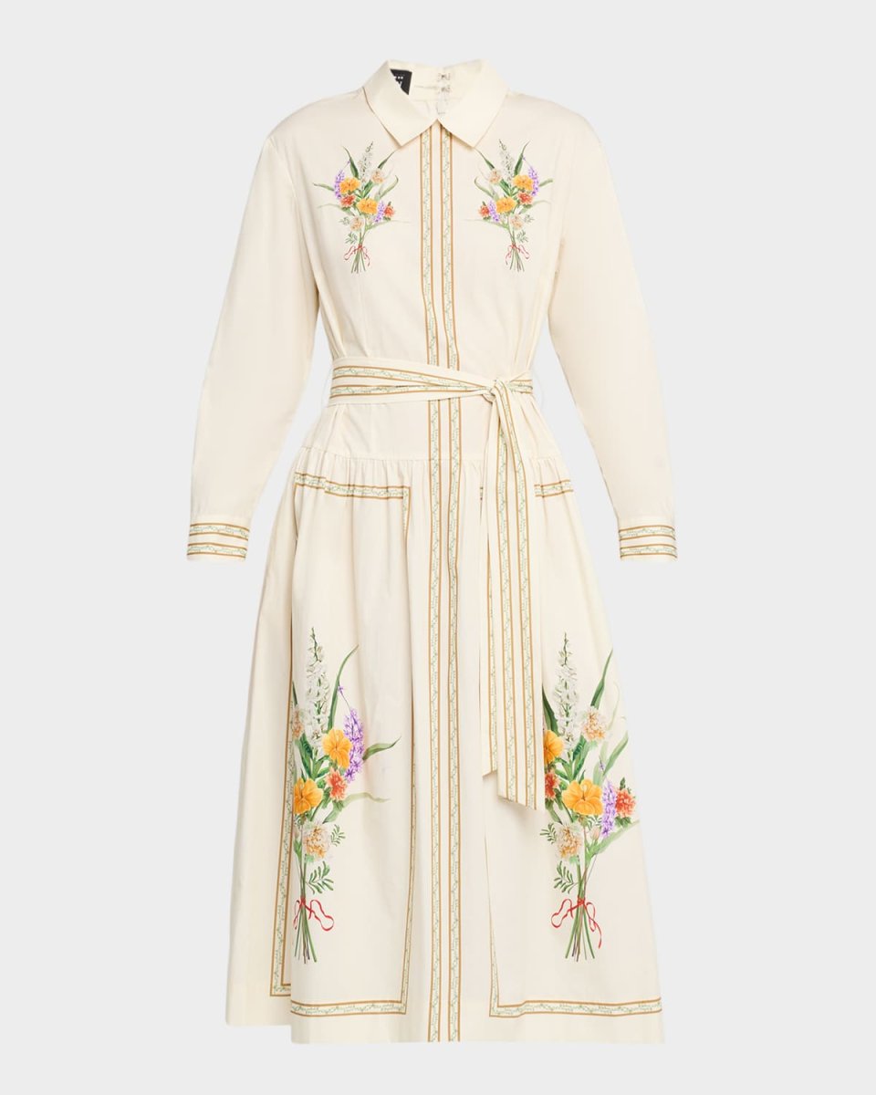Floral-Print Cotton Midi Shirtdress